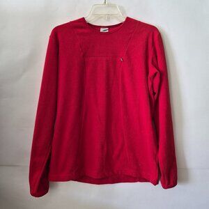 Nike Youth Girl L (12/14) Red Velour Long Sleeve Pullover Sweater Shirt Pocket